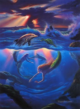  Meerjungfrau Kunst - JW Meerjungfrauen und Delfine Ozean